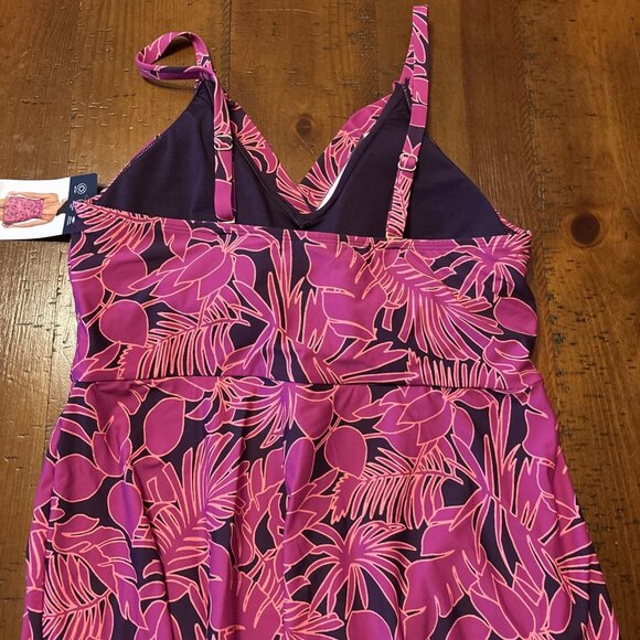 Lands' End Women's UPF 50 Removable Cups Swim Dress, Pink Purple Size XL NWT - Picture 6 of 8